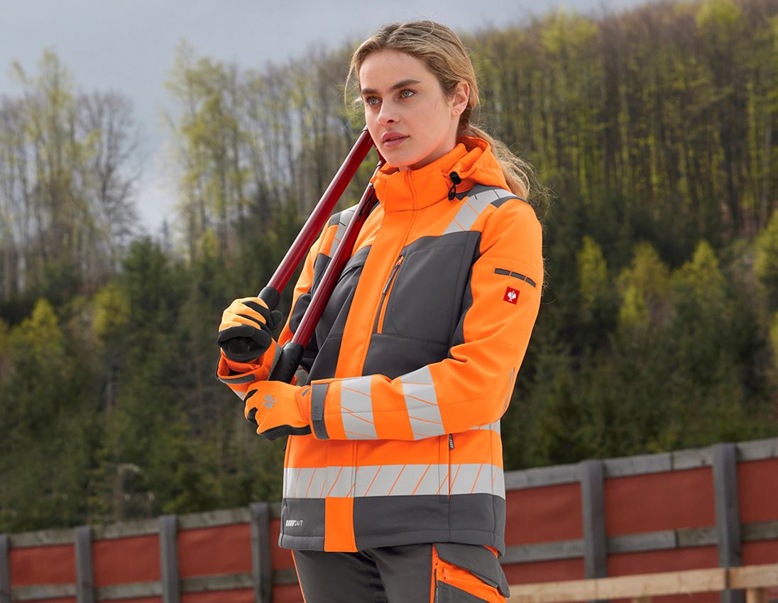 Work Jackets: High-vis winter soft. jacket e.s.motion 24/7,lad. + anthracite/high-vis orange 1