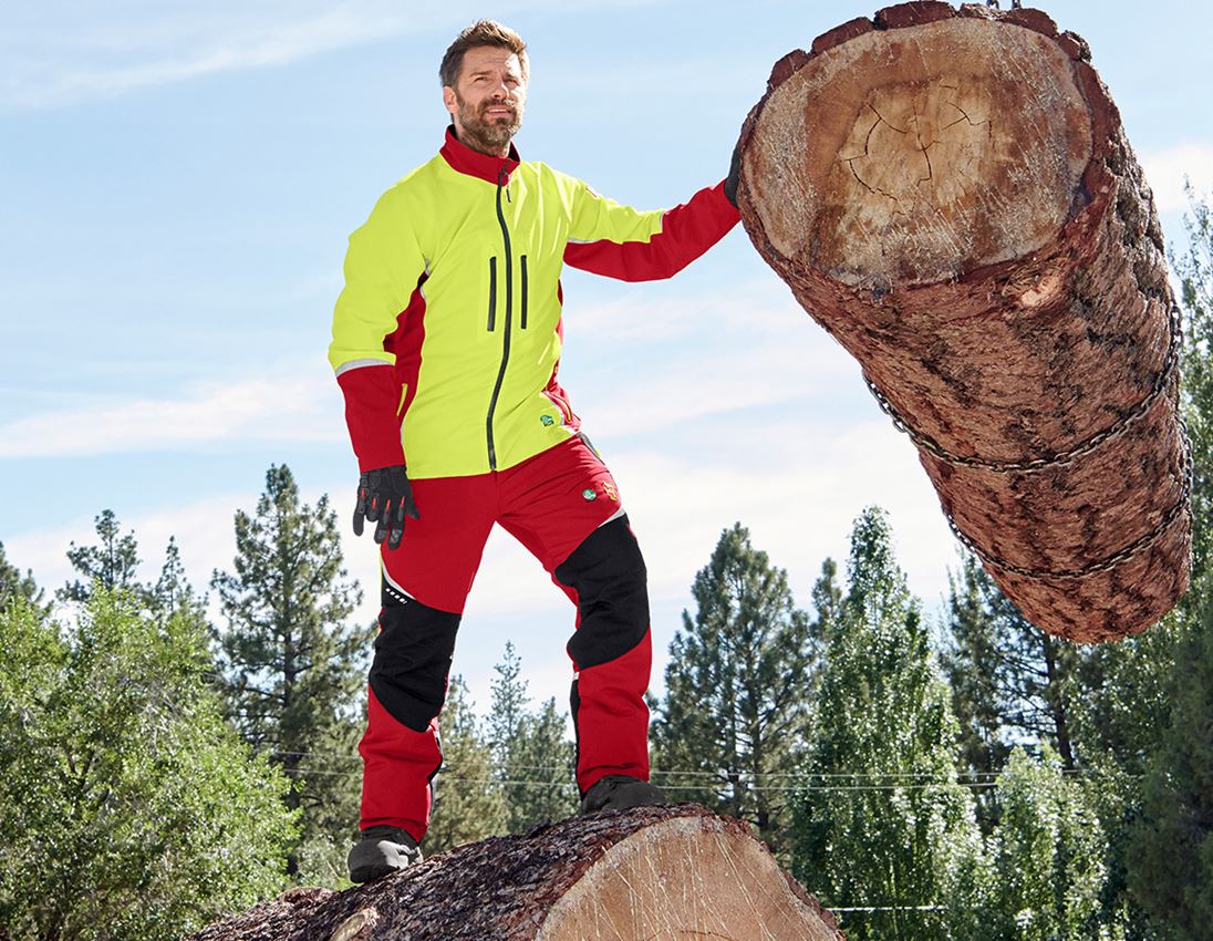 Work Trousers: e.s. Forestry cut protection trousers, KWF + red/high-vis yellow 1