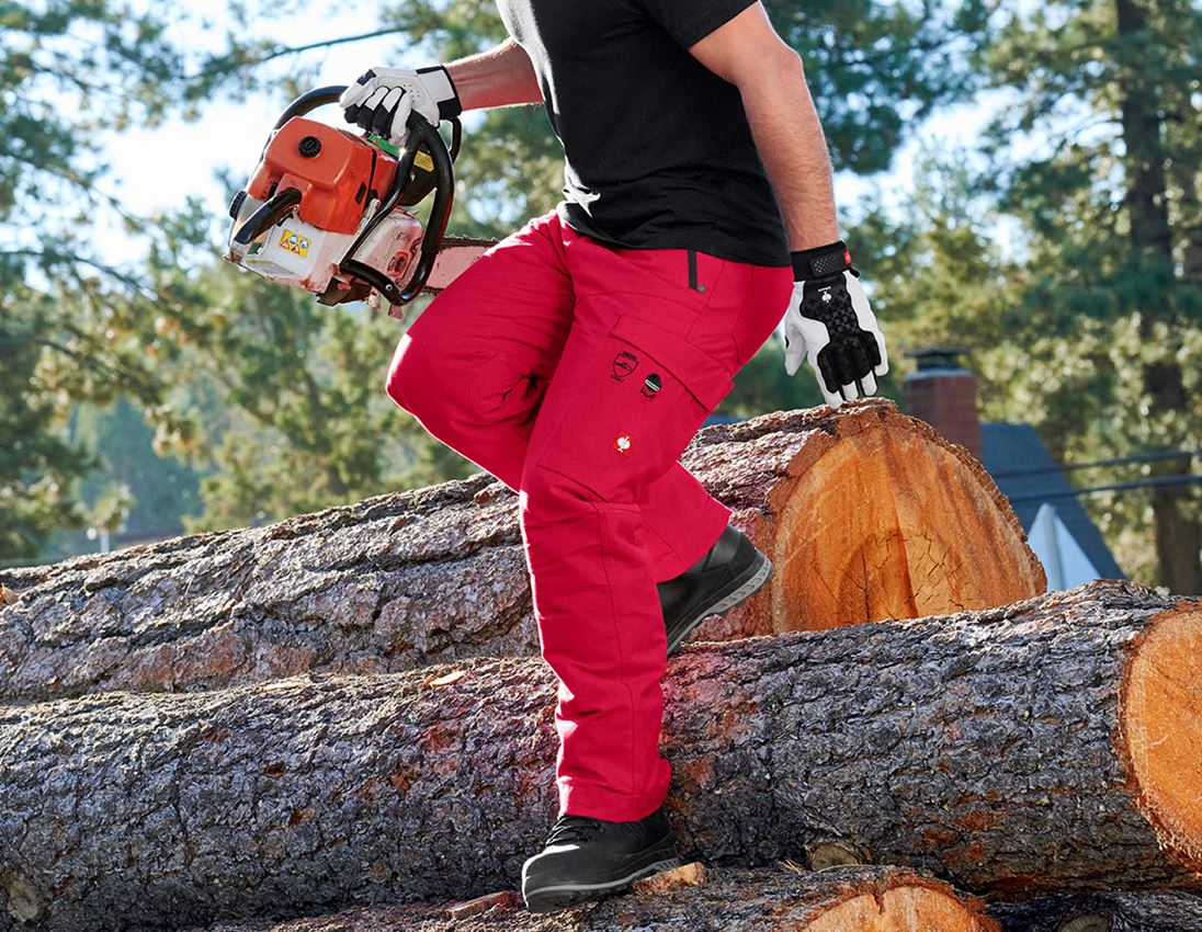 Work Trousers: Forestry cut protection trousers e.s.cotton touch + fiery red 1