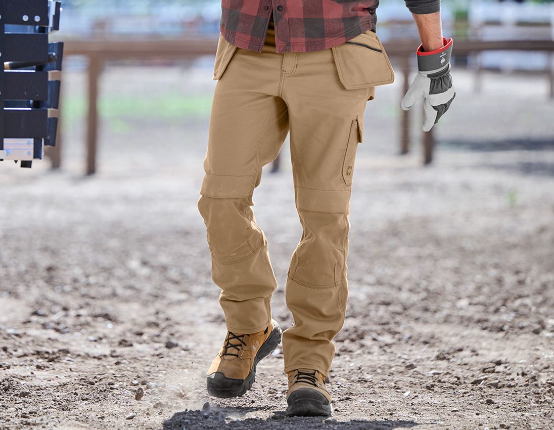 Work Trousers: Worker trousers e.s.iconic tool-pouch + almondbrown