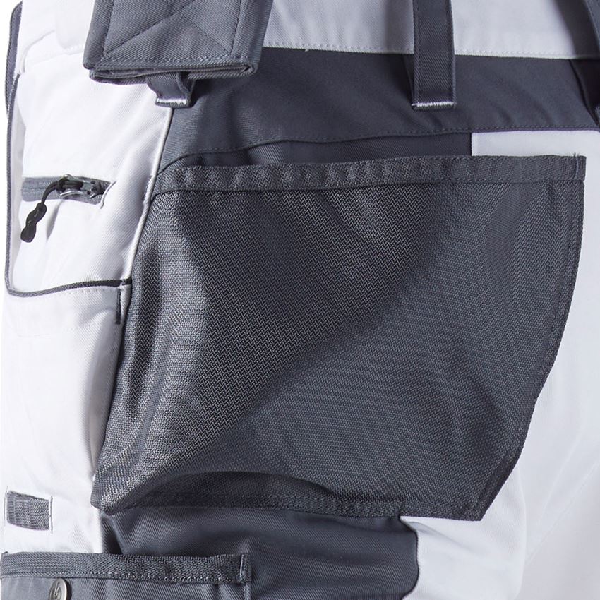 Work Trousers: Bib & brace e.s.motion + white/grey 2