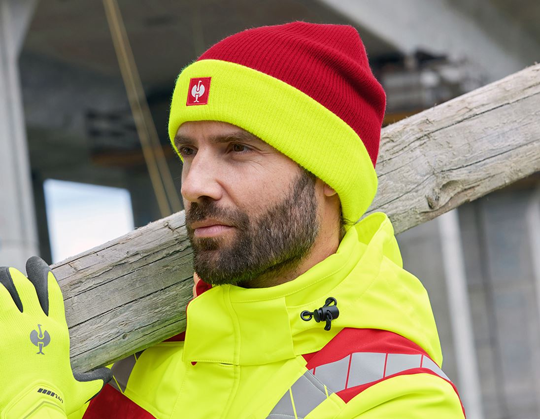 Clothing: Knitted cap e.s.motion 24/7 + red/high-vis yellow