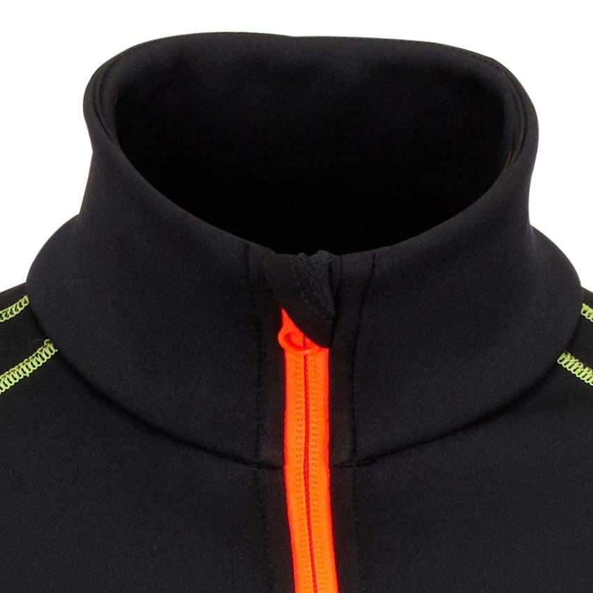Shirts, Pullover & more: Functional-Troyer thermo stretch e.s.motion 2020 + black/high-vis yellow/high-vis orange 2