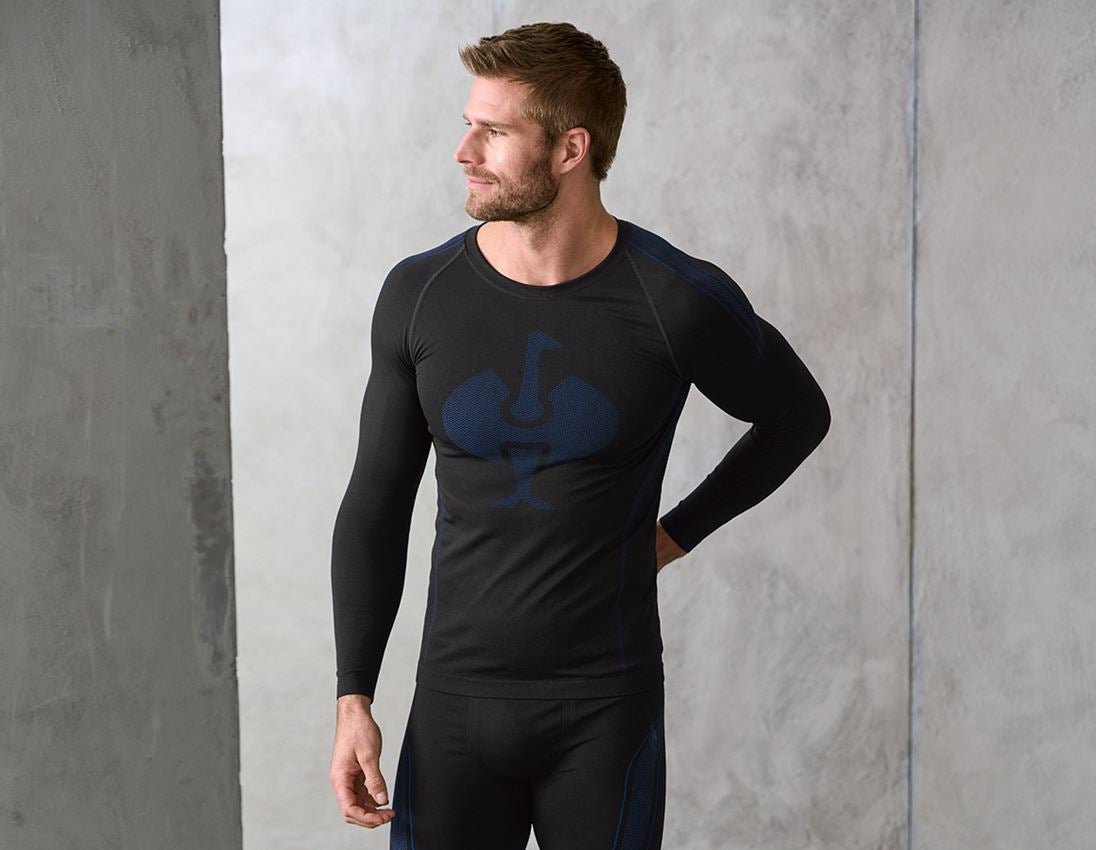 Cold: e.s. functional-longsleeve seamless - warm + black/gentianblue