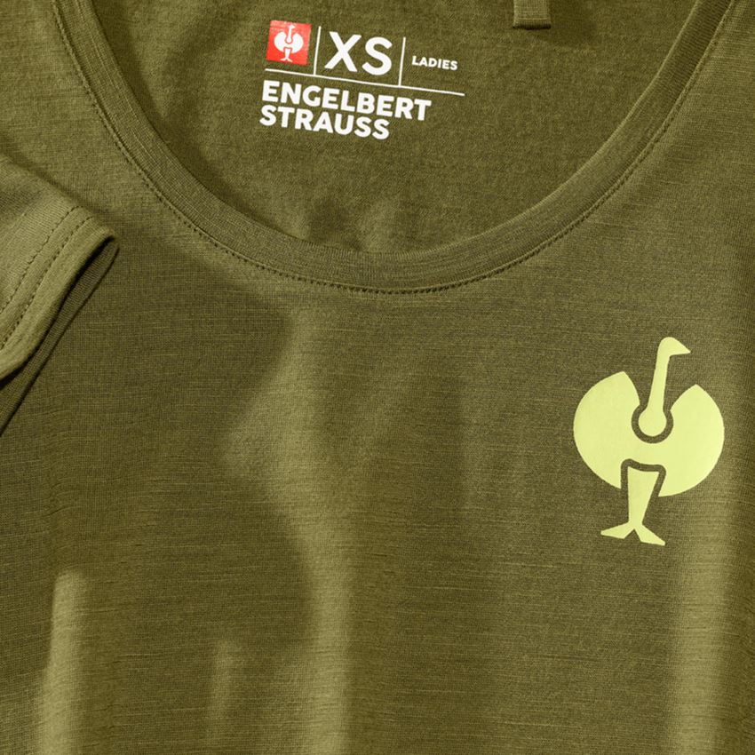 T-Shirts, Pullover & Skjorter: T-Shirt Merino e.s.trail, damer + enebærgrøn/limegrøn 2
