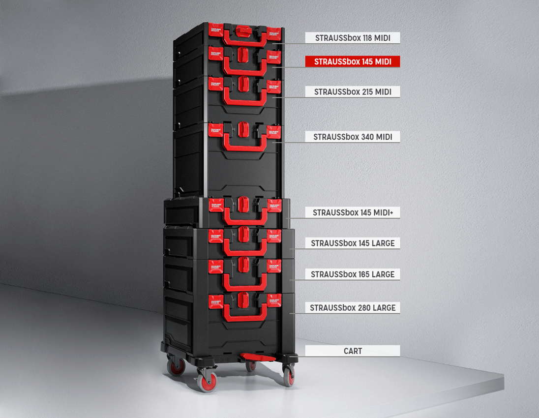 STRAUSSbox System: STRAUSSbox 145 midi + sort/rød