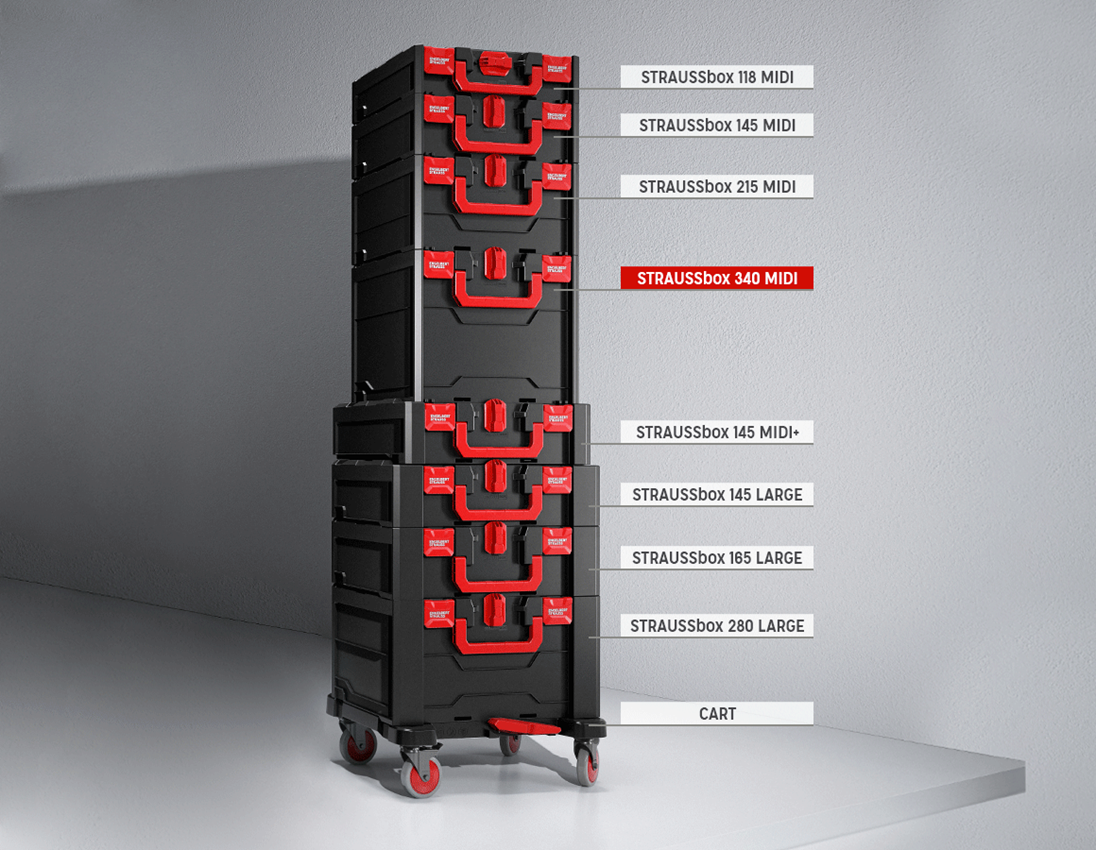 STRAUSSbox System: STRAUSSbox 340 midi + sort/rød