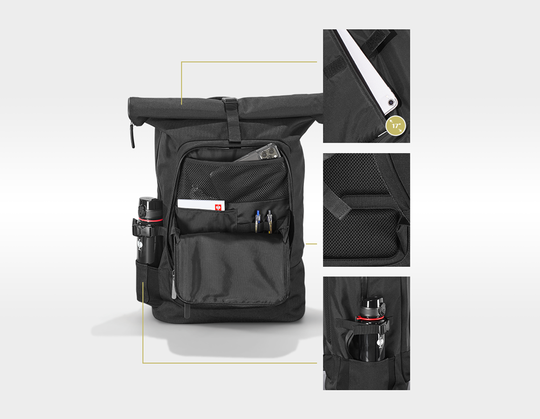 Accessories: Rolltop-rygsæk e.s.work&travel + sort 4