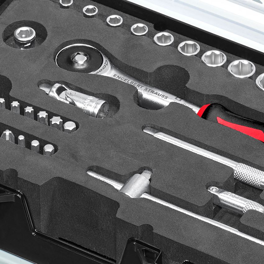 Socket wrench: Socket wrench set lockfix 1/4 in STRAUSSbox mini 2