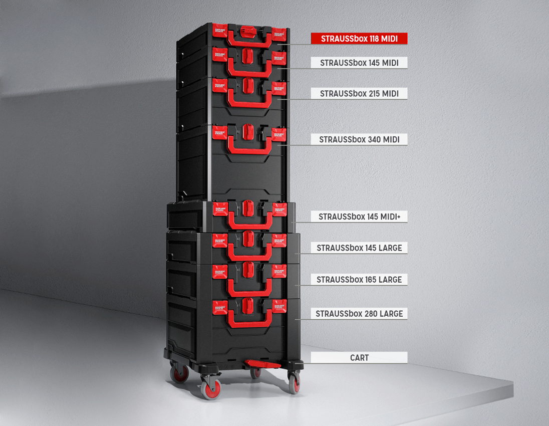 STRAUSSbox System: Topnøglesæt pro 1/2" langt i STRAUSSbox 118 midi 1