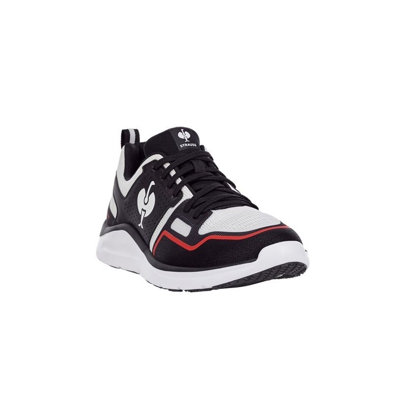 O1: O1 Work shoes e.s. Antibes low + black/white/straussred 5