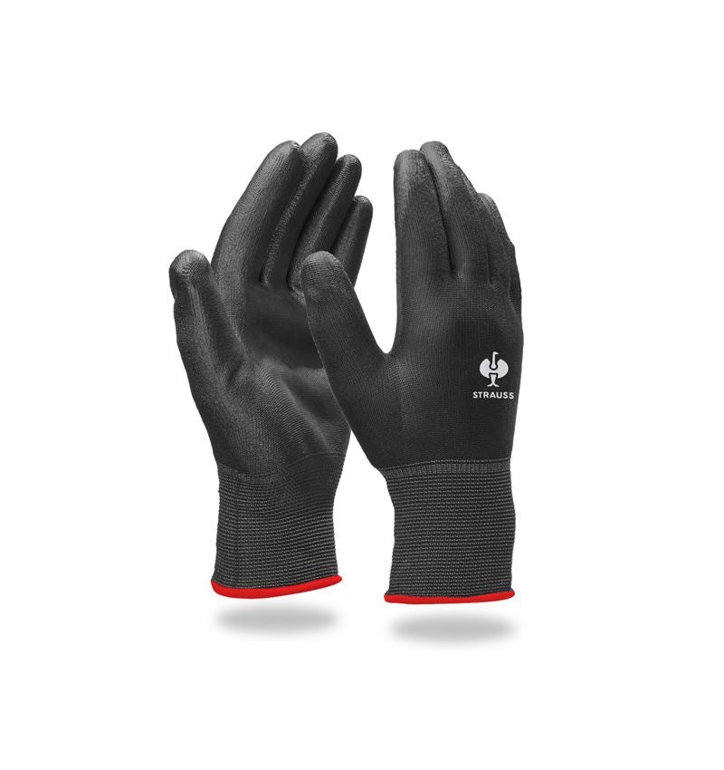Coated: PU micro gloves + black