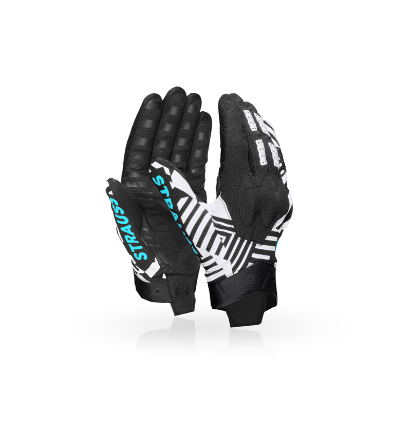 Topics: Gloves e.s.trail, light graphic + black/white/lapisturquoise