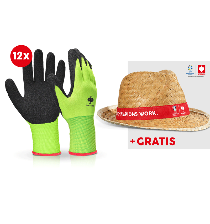Samarbejde: 12x latex-strikhandsker Senso Grip + EURO2024 hat