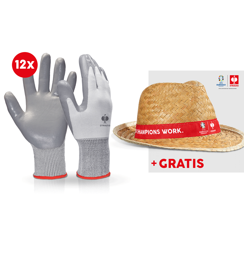 Samarbejde: 12x Nitrilhandsker Flexible + EURO2024 hat + hvid