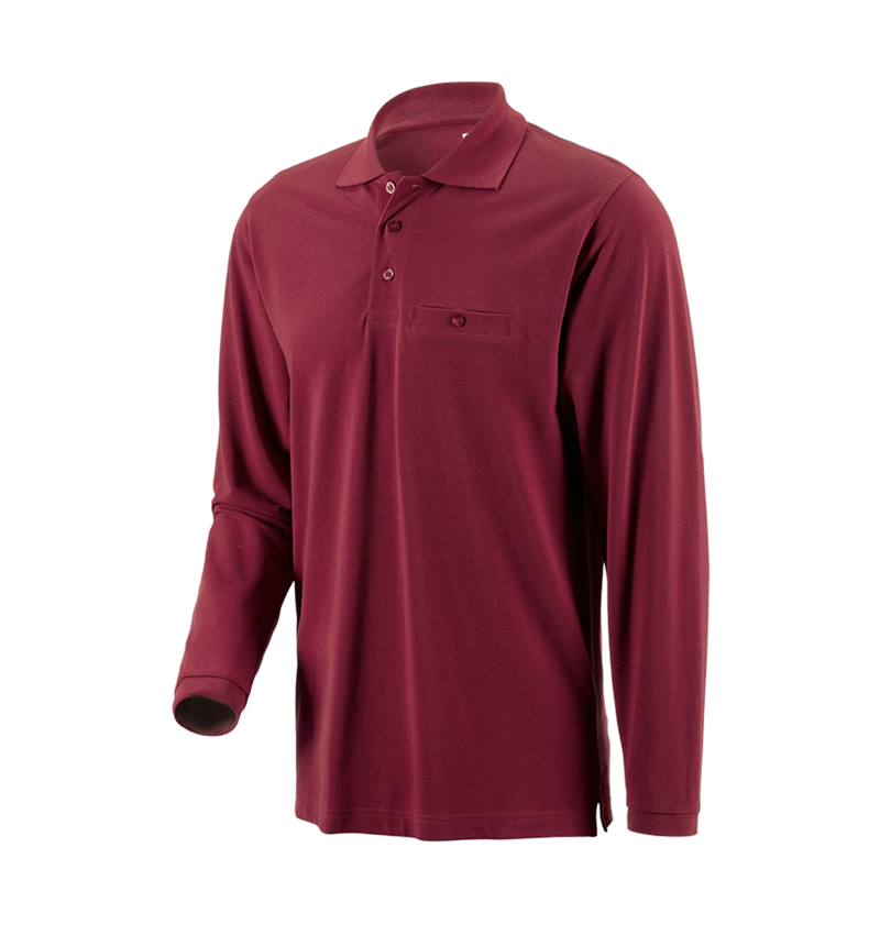 T-Shirts, Pullover & Skjorter: e.s. Longsleeve-Polo cotton Pocket + bordeaux 1