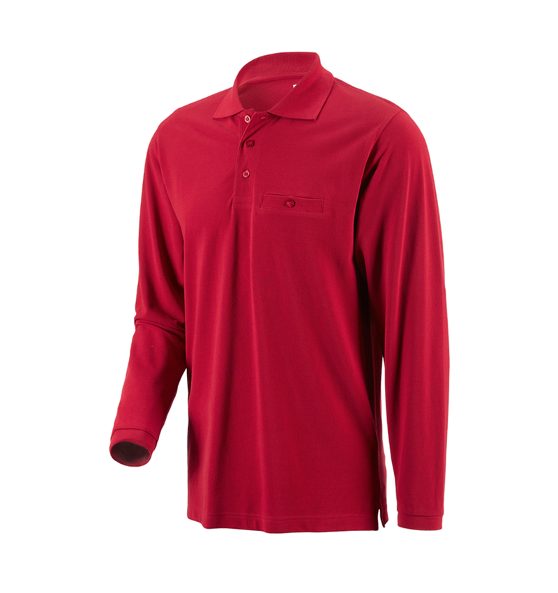 T-Shirts, Pullover & Skjorter: e.s. Longsleeve-Polo cotton Pocket + rød 1