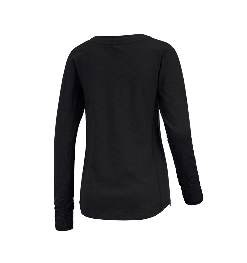 T-Shirts, Pullover & Skjorter: e.s. Longsleeve cotton slub, damer + sort 1