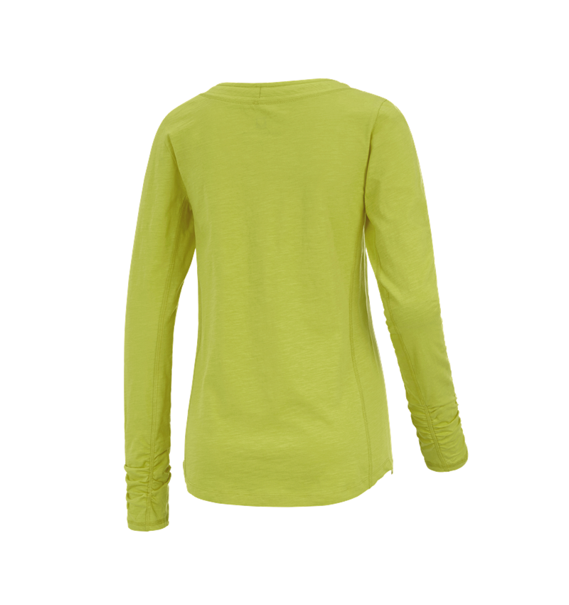 T-Shirts, Pullover & Skjorter: e.s. Longsleeve cotton slub, damer + majgrøn 1