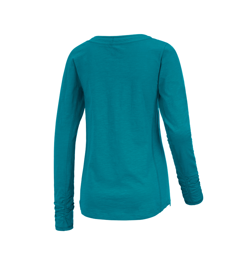 T-Shirts, Pullover & Skjorter: e.s. Longsleeve cotton slub, damer + ocean 2