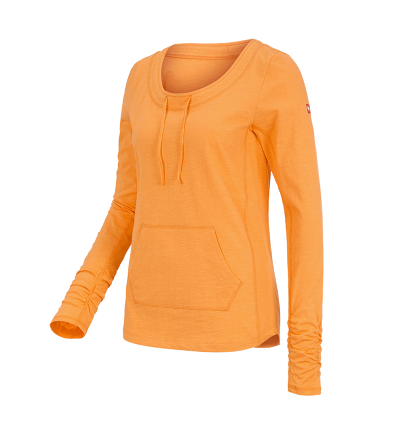T-Shirts, Pullover & Skjorter: e.s. Longsleeve cotton slub, damer + lys orange