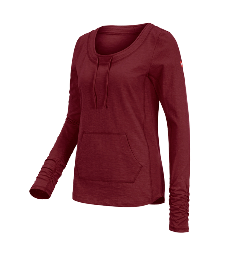 T-Shirts, Pullover & Skjorter: e.s. Longsleeve cotton slub, damer + rubin