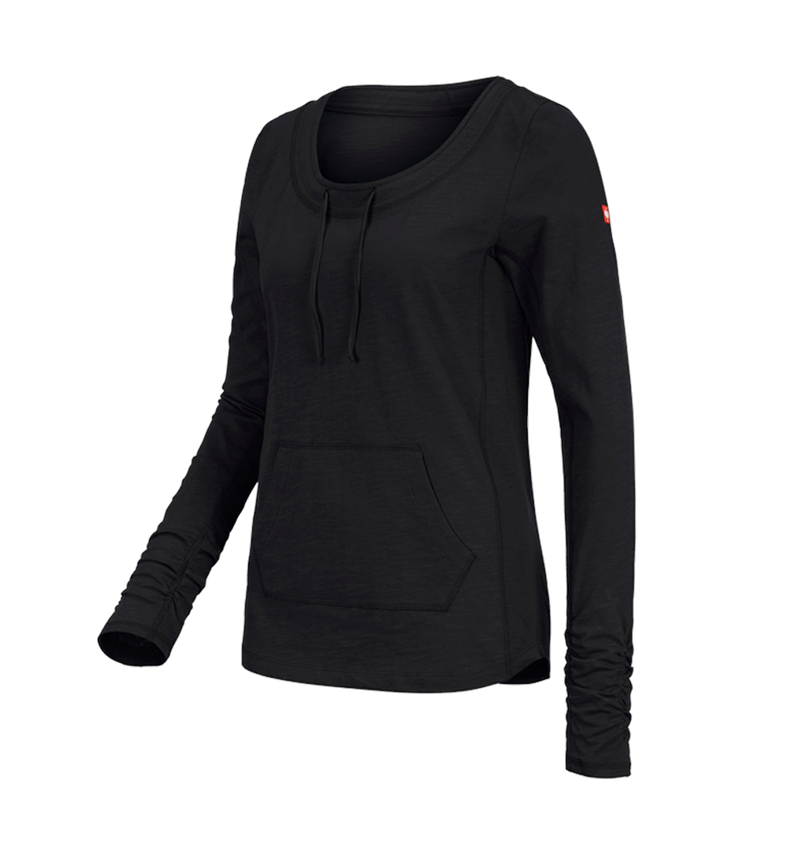 Shirts, Pullover & more: e.s. Long sleeve cotton slub, ladies' + black