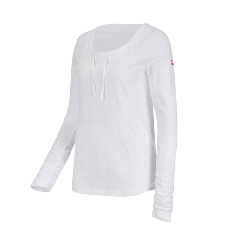 T-Shirts, Pullover & Skjorter: e.s. Longsleeve cotton slub, damer + hvid 1