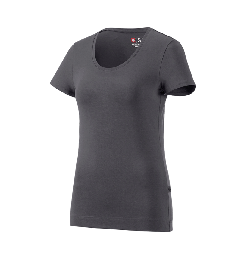 T-Shirts, Pullover & Skjorter: e.s. T-Shirt cotton stretch, damer + antracit 3