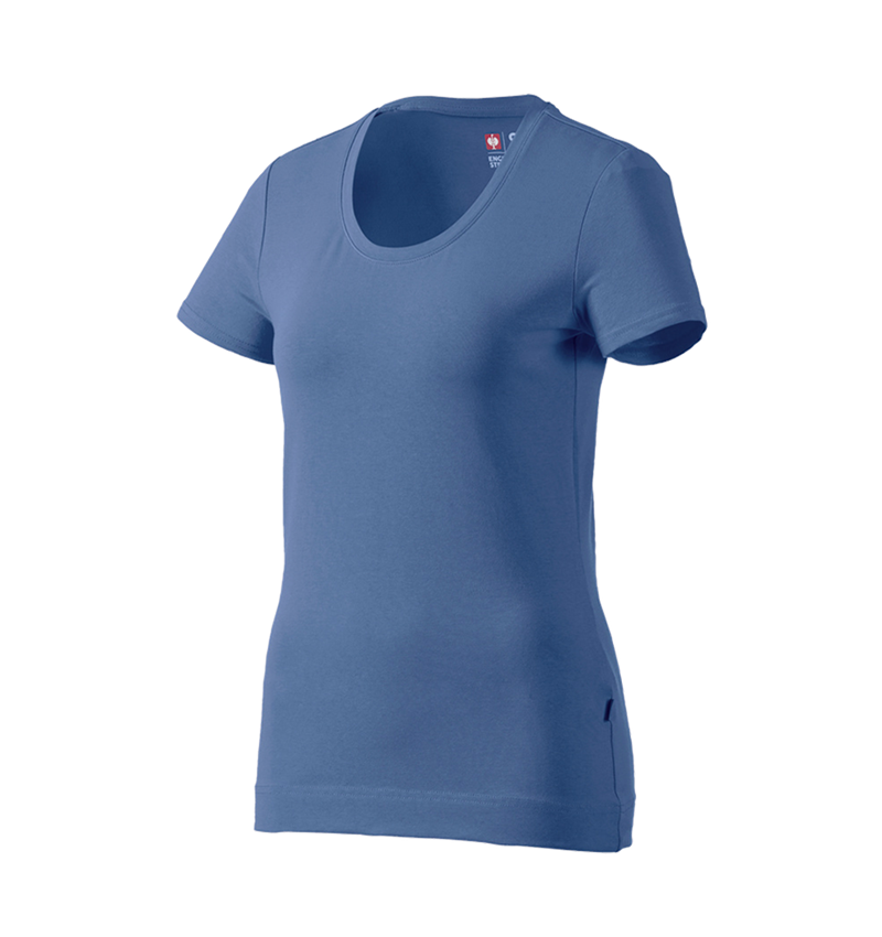 T-Shirts, Pullover & Skjorter: e.s. T-Shirt cotton stretch, damer + kobolt 2