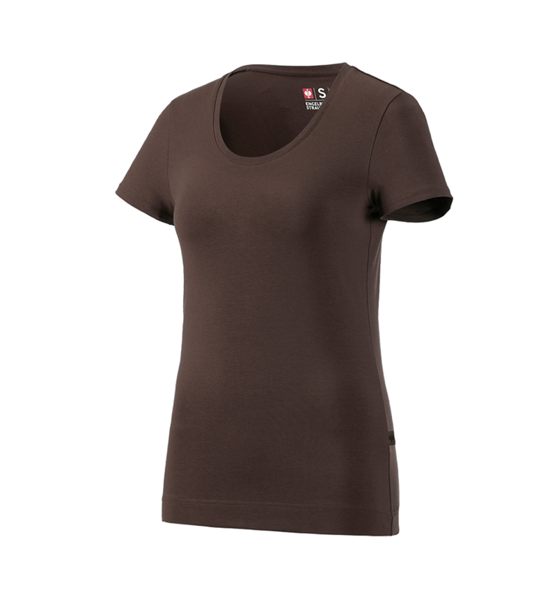 T-Shirts, Pullover & Skjorter: e.s. T-Shirt cotton stretch, damer + kastanje 2
