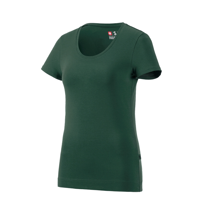 T-Shirts, Pullover & Skjorter: e.s. T-Shirt cotton stretch, damer + grøn 2