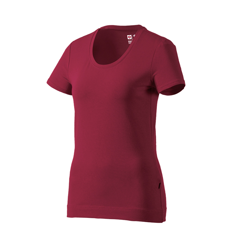 T-Shirts, Pullover & Skjorter: e.s. T-Shirt cotton stretch, damer + bordeaux 3