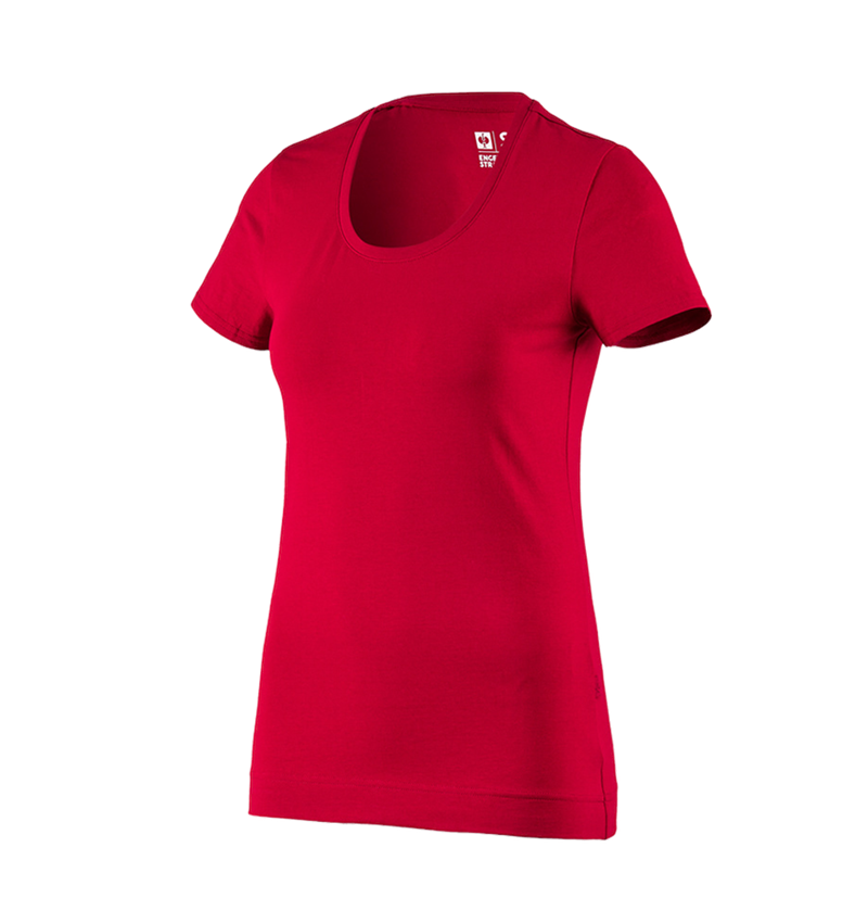 T-Shirts, Pullover & Skjorter: e.s. T-Shirt cotton stretch, damer + ildrød 2