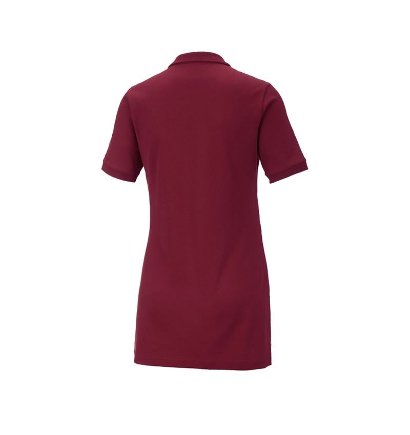 T-Shirts, Pullover & Skjorter: e.s. Pique-Polo cotton stretch, damer, long fit + bordeaux 3