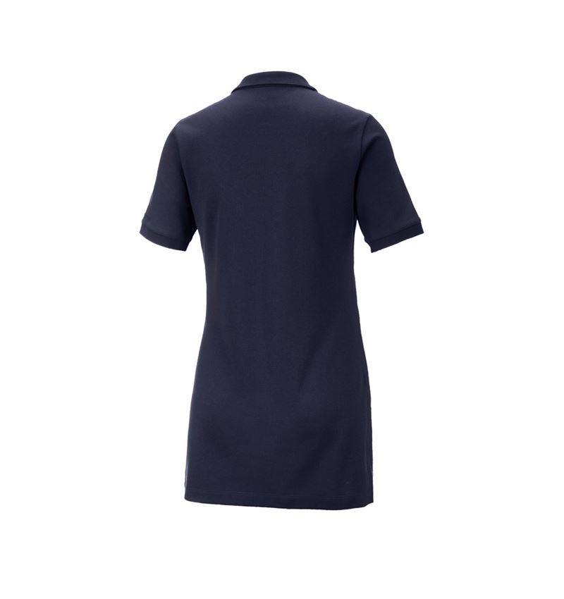 T-Shirts, Pullover & Skjorter: e.s. Pique-Polo cotton stretch, damer, long fit + mørkeblå 3
