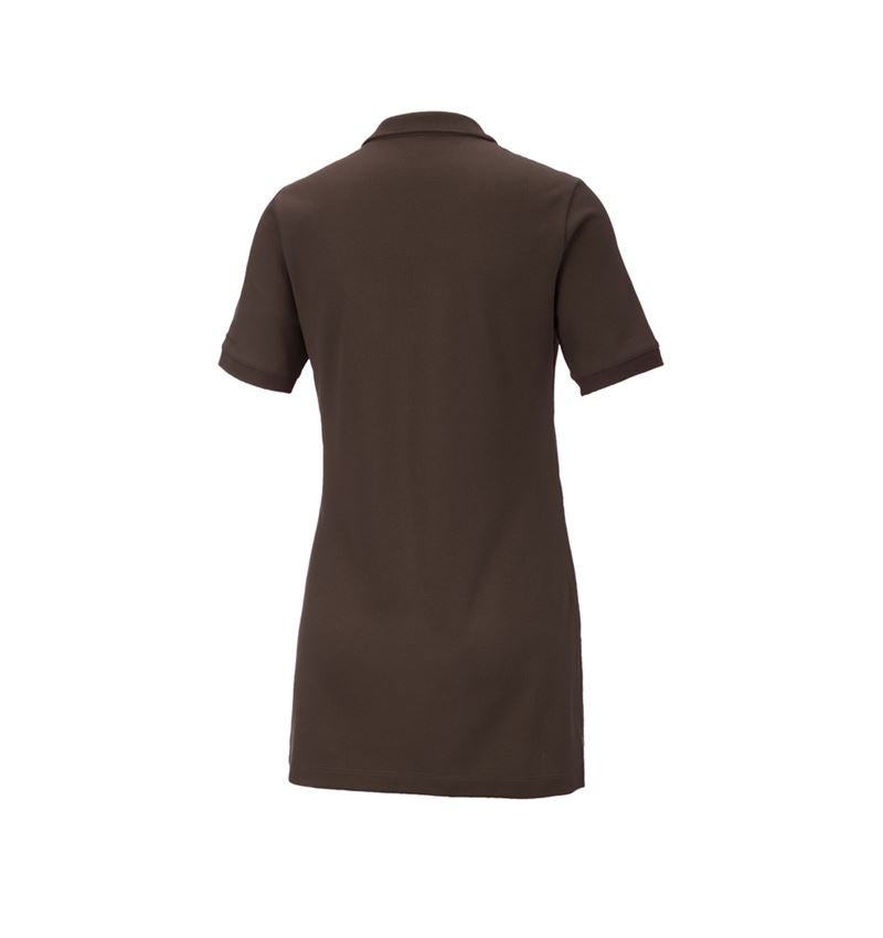 T-Shirts, Pullover & Skjorter: e.s. Pique-Polo cotton stretch, damer, long fit + kastanje 3