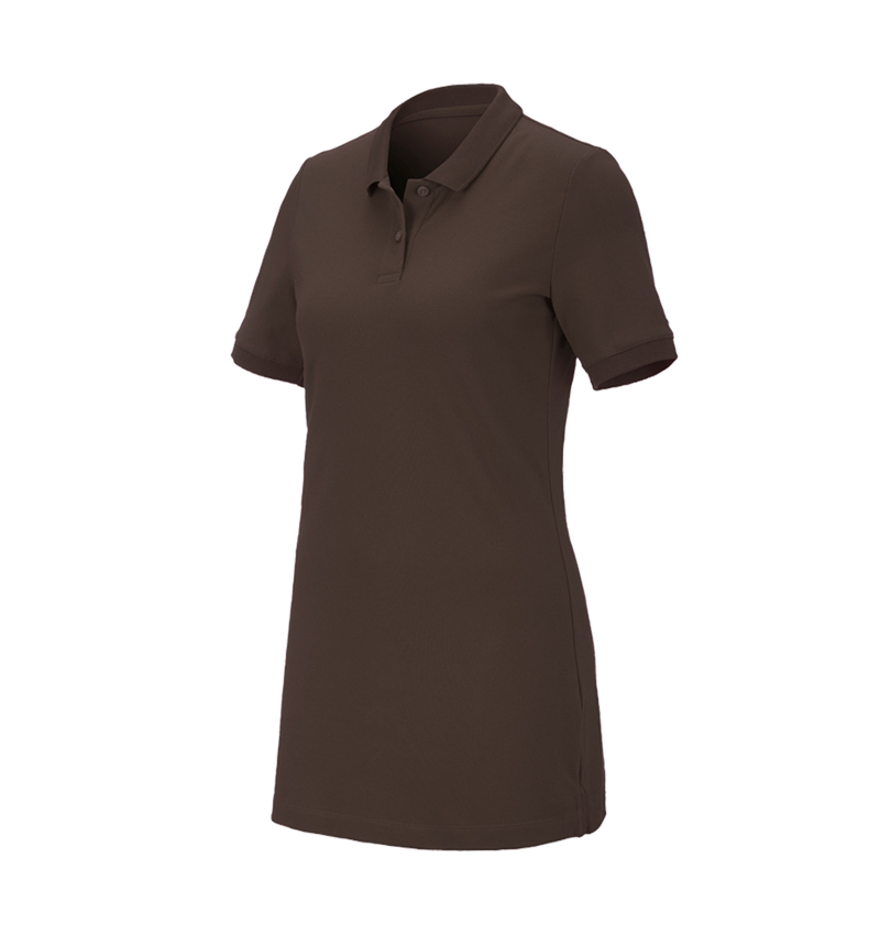 T-Shirts, Pullover & Skjorter: e.s. Pique-Polo cotton stretch, damer, long fit + kastanje 2