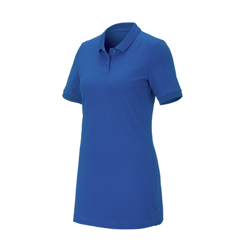T-Shirts, Pullover & Skjorter: e.s. Pique-Polo cotton stretch, damer, long fit + ensianblå 2