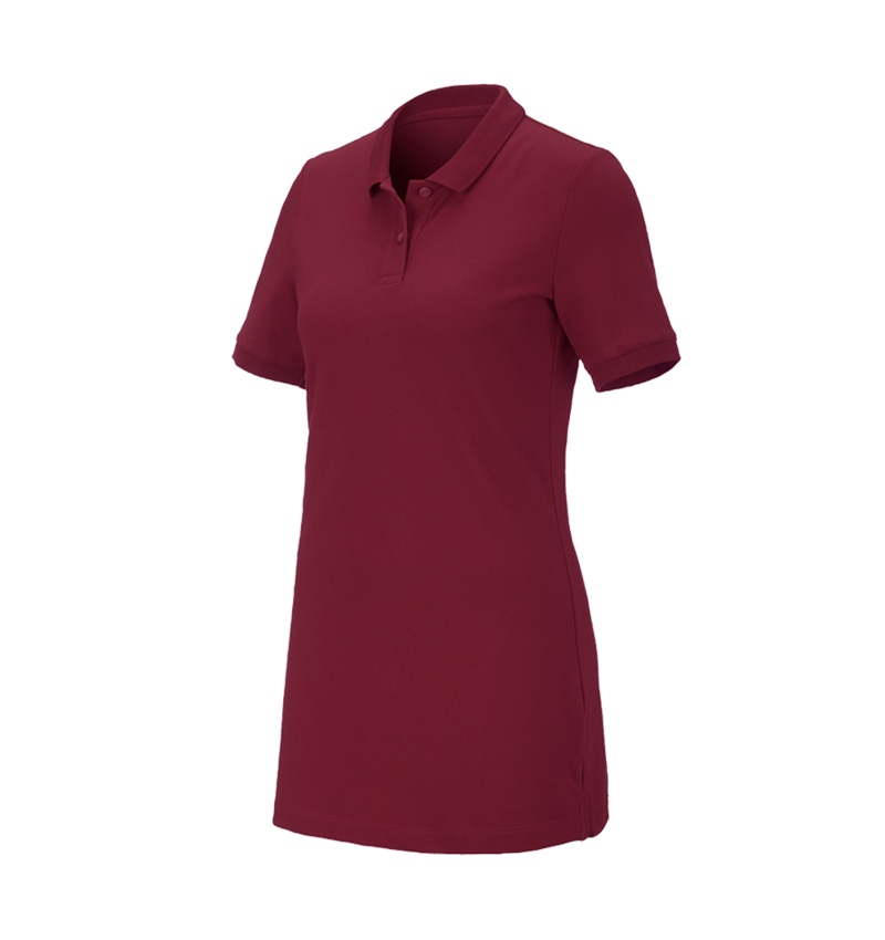 T-Shirts, Pullover & Skjorter: e.s. Pique-Polo cotton stretch, damer, long fit + bordeaux 2