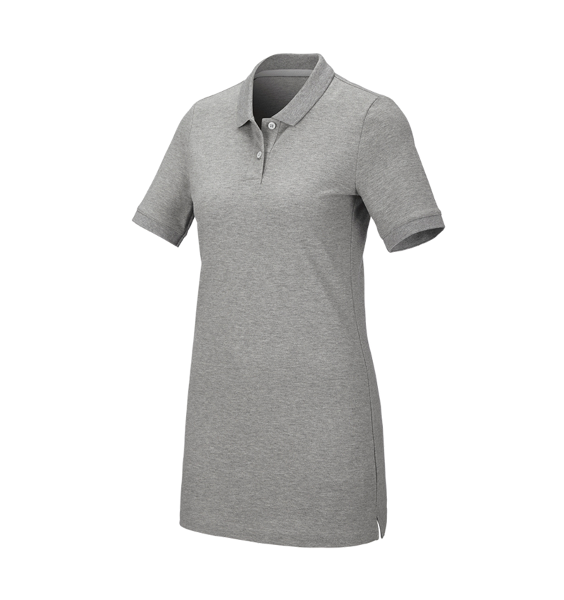T-Shirts, Pullover & Skjorter: e.s. Pique-Polo cotton stretch, damer, long fit + gråmeleret 2