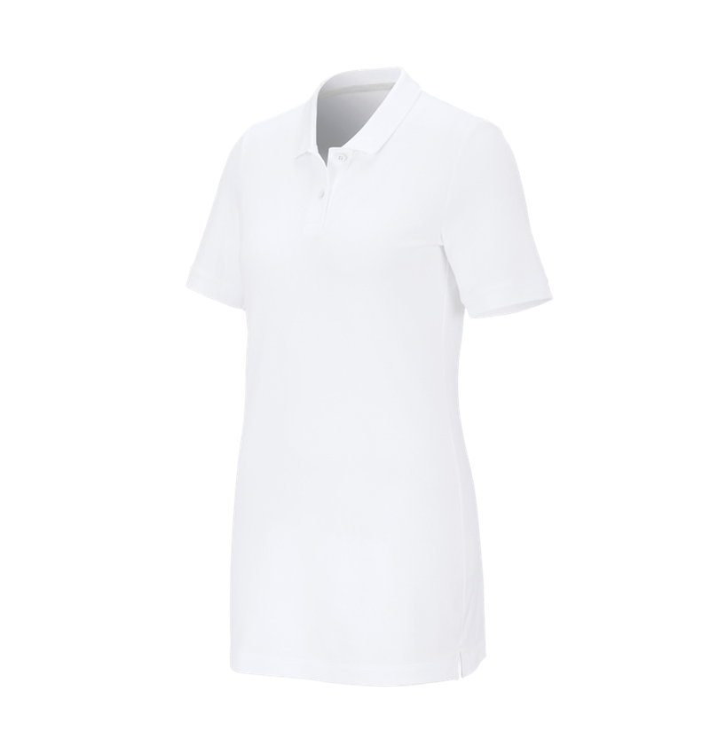 Topics: e.s. Pique-Polo cotton stretch, ladies', long fit + white 2
