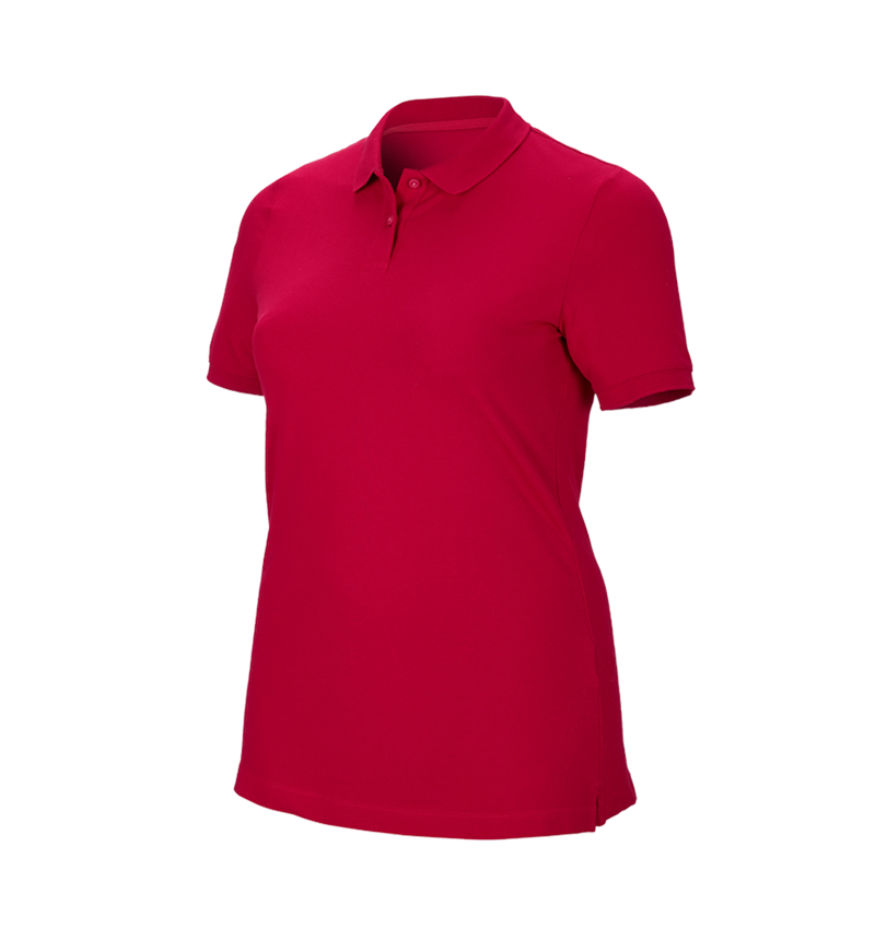 Gardening / Forestry / Farming: e.s. Pique-Polo cotton stretch, ladies', plus fit + fiery red 2
