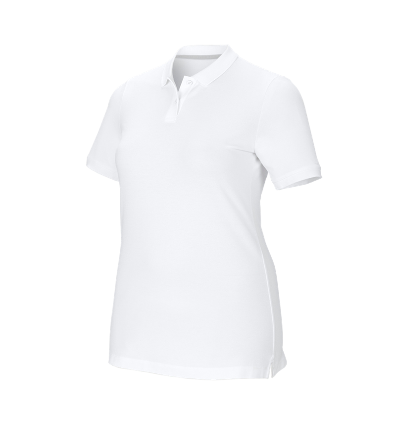 T-Shirts, Pullover & Skjorter: e.s. Pique-Polo cotton stretch, damer, plus fit + hvid 2
