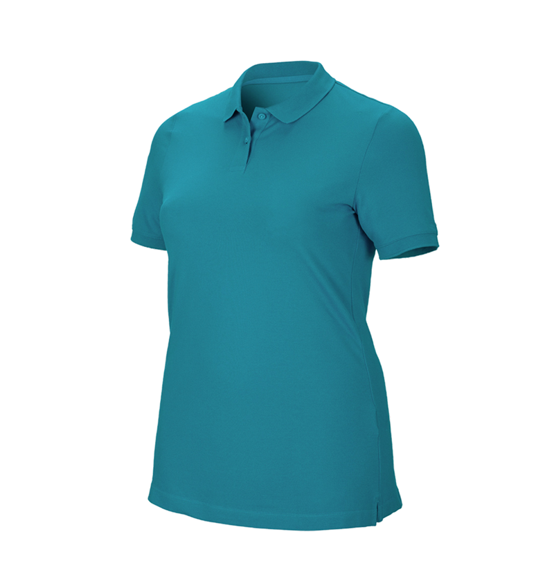 T-Shirts, Pullover & Skjorter: e.s. Pique-Polo cotton stretch, damer, plus fit + ocean 2
