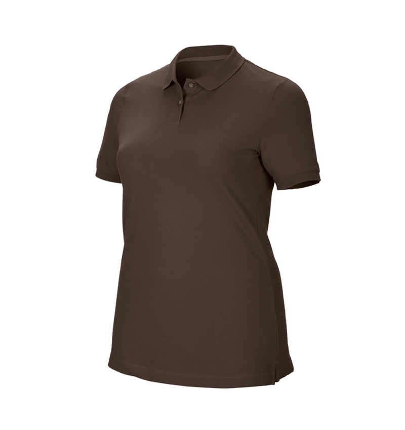 T-Shirts, Pullover & Skjorter: e.s. Pique-Polo cotton stretch, damer, plus fit + kastanje 2