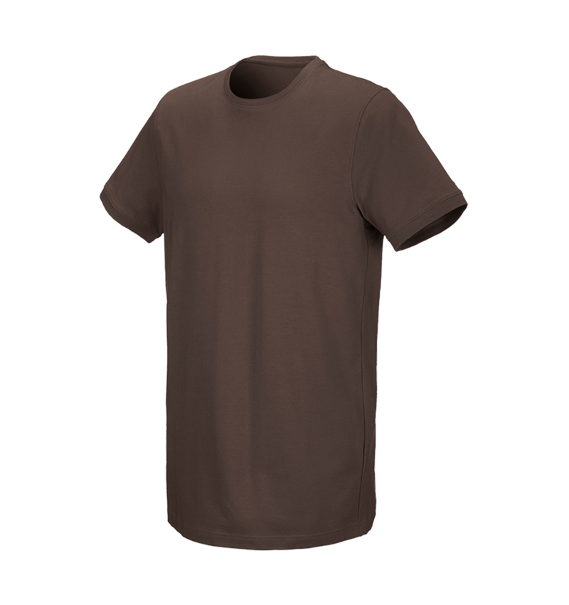 Topics: e.s. T-shirt cotton stretch, long fit + chestnut 2
