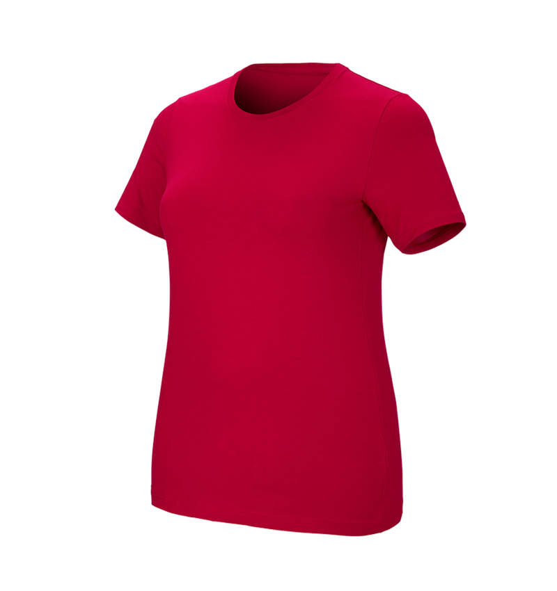 Emner: e.s. T-shirt cotton stretch, damer, plus fit + ildrød 2
