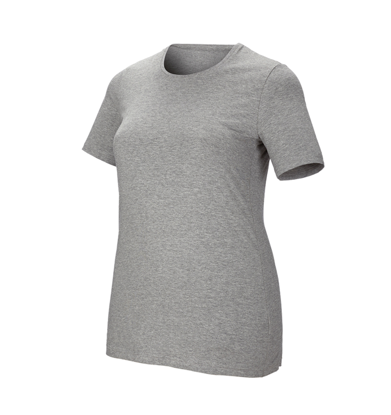 T-Shirts, Pullover & Skjorter: e.s. T-shirt cotton stretch, damer, plus fit + gråmeleret 2