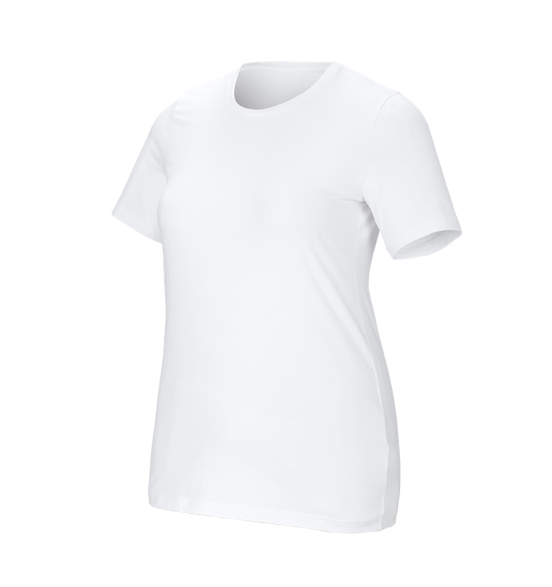 Emner: e.s. T-shirt cotton stretch, damer, plus fit + hvid 2